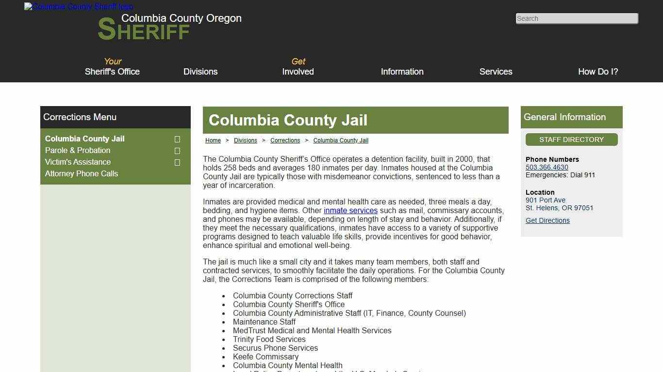 Columbia County Oregon Sheriff - Columbia County Jail
