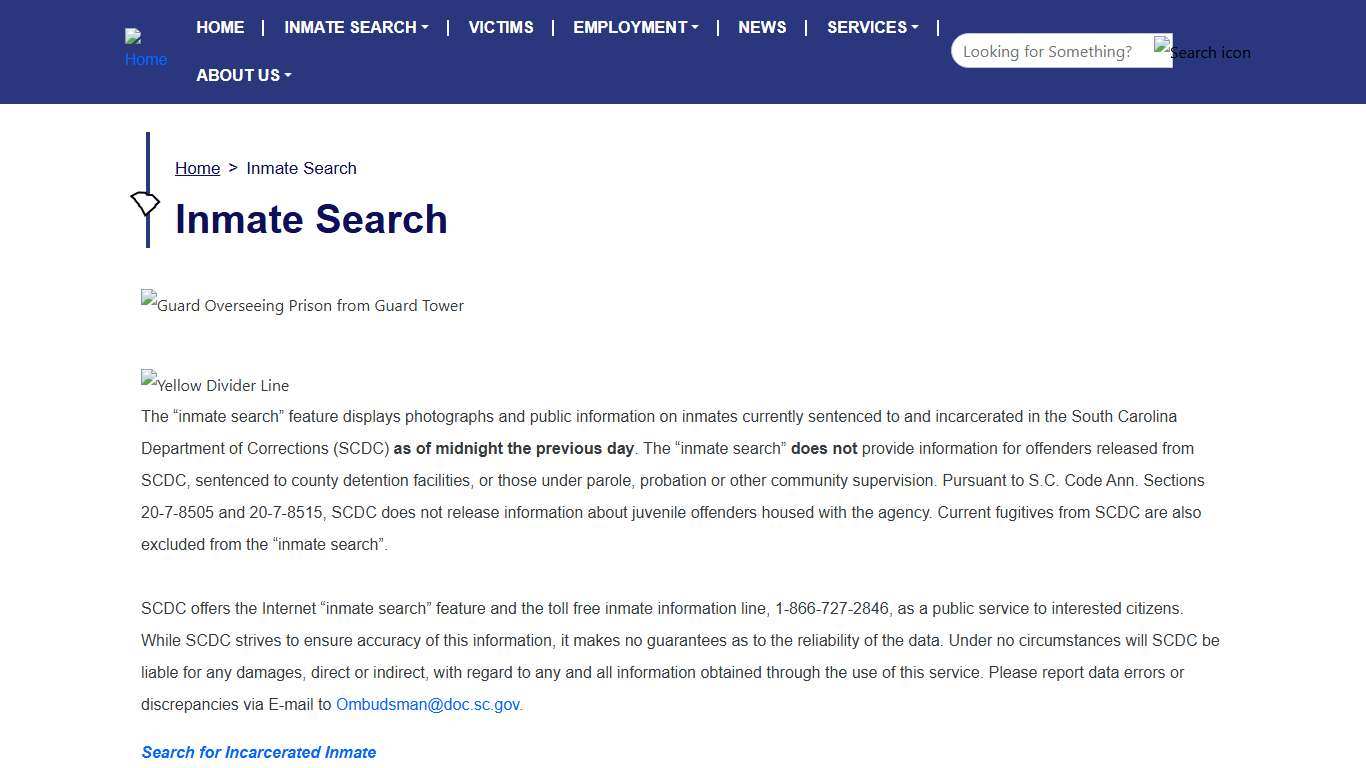 Inmate Search | South Carolina Department of Corrections